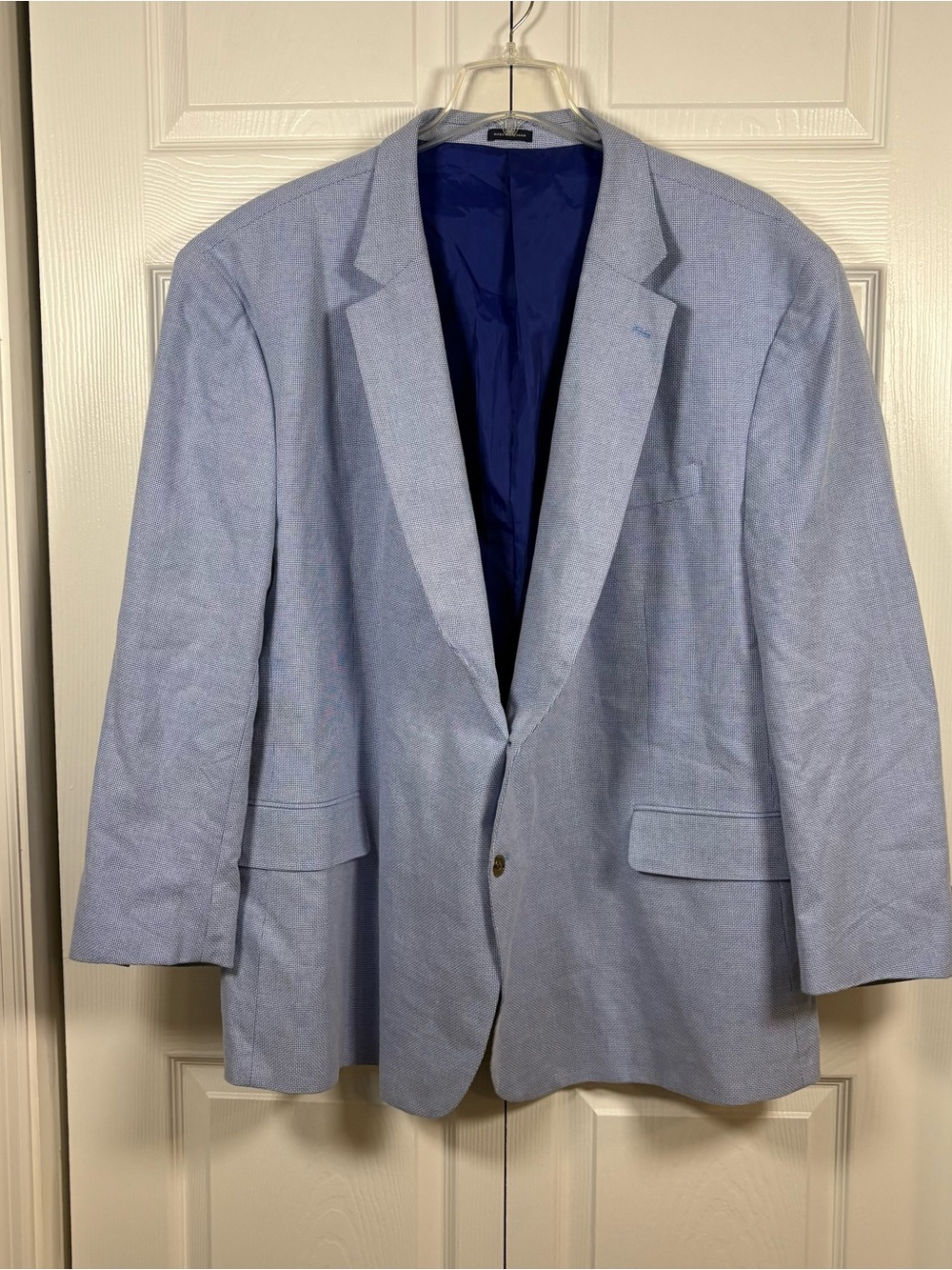 Big & Tall 60R Light Blue Cotton Basket Weave Sport Coat Business Casual Blazer